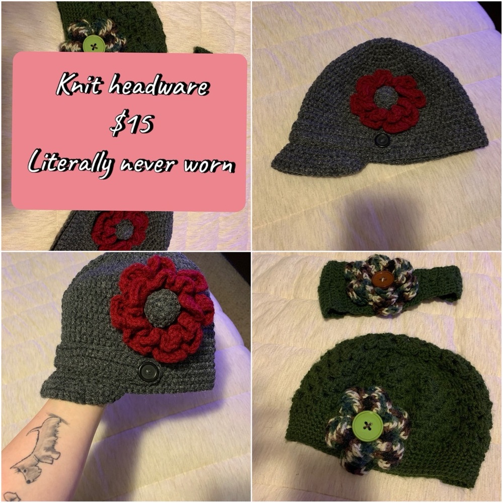 3 piece knit head-ware